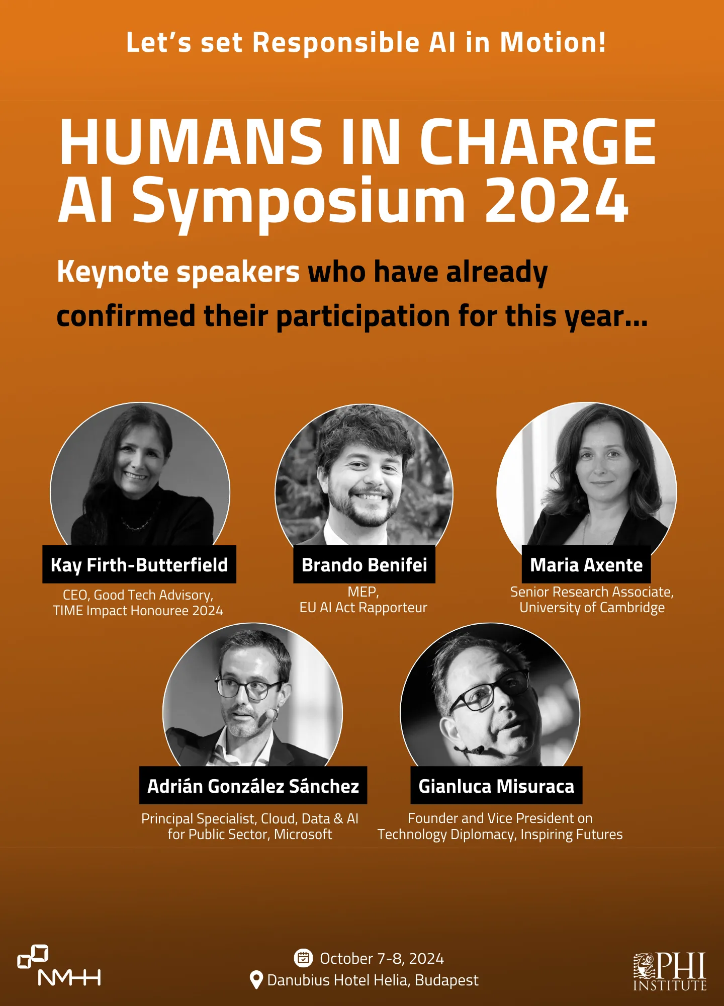 Pictured are the keynote speakers who are sure to attend the NMHH 2024 Artificial Intelligence Conference. They are Kay Firth-Butterfield, Managing Director of Good Tech Advisory; Brando Benifei MEP; Maria Axente, Senior Research Fellow at the University of Cambridge; Adrian Gonzalez Sanchez, Microsoft expert and Gianluca Misuraca, Founder and Vice President of Inspiring Futures, a global consultancy.